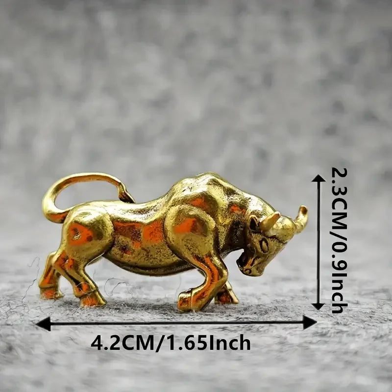 Miniature Brass Bull Sculpture