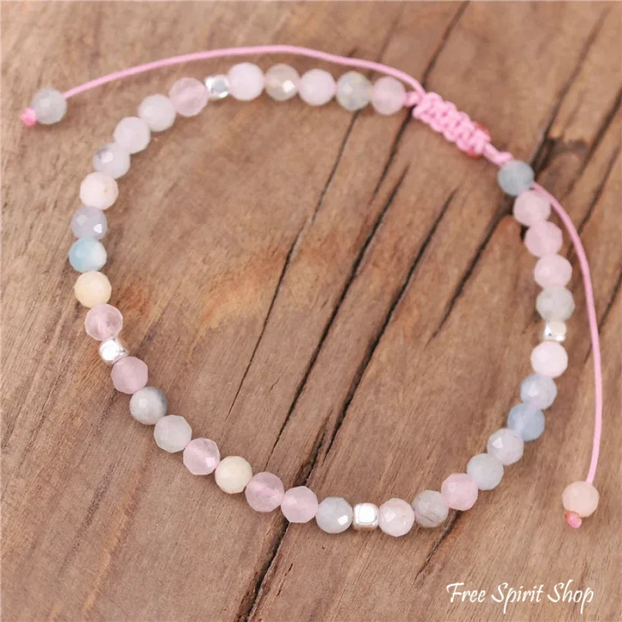 Natural Pink Morganite Minimalist Bead Bracelet