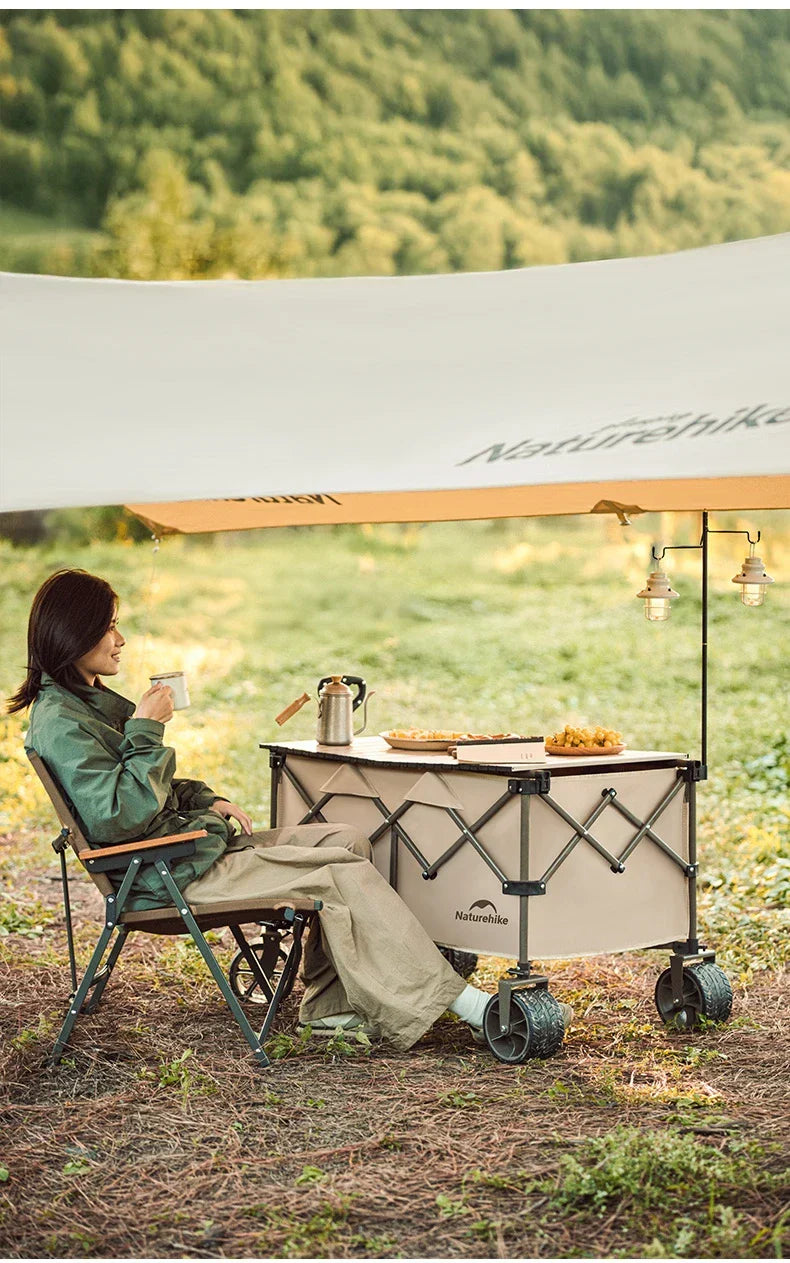 Naturehike Multi-Terrain Gathering Cart Multifunction Foldable Camping Trolley Large Capacity Outdoor Cart Wagon Collapsible 360°