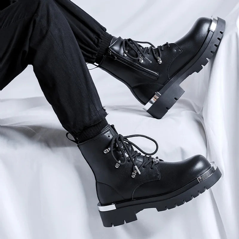 The Harken — Moto Ankle Boot in Jet Black