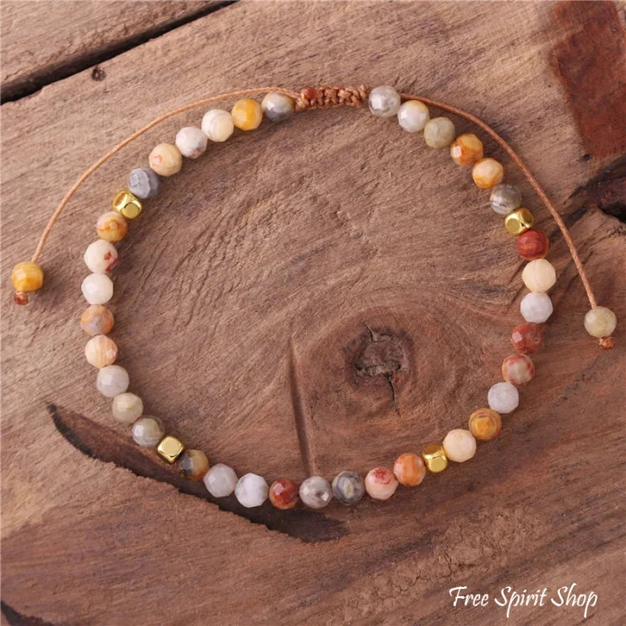 Natural Crazy Agate Minimalist Bead Bracelet