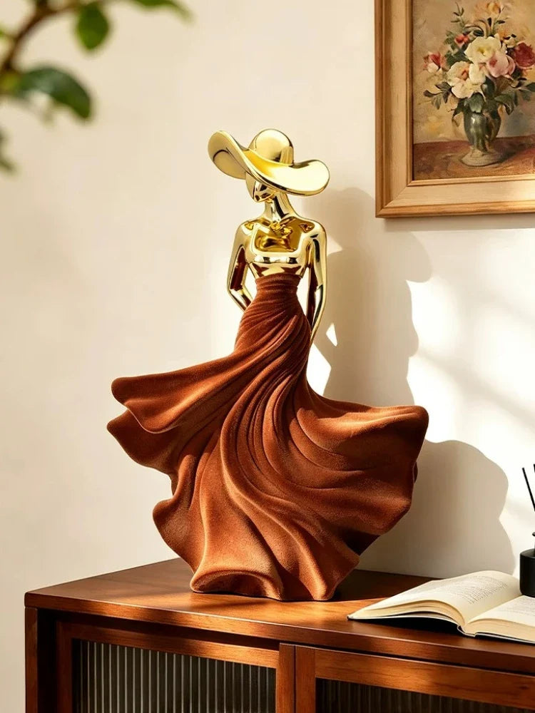 Electroplated Flocked Figure Sculpture
