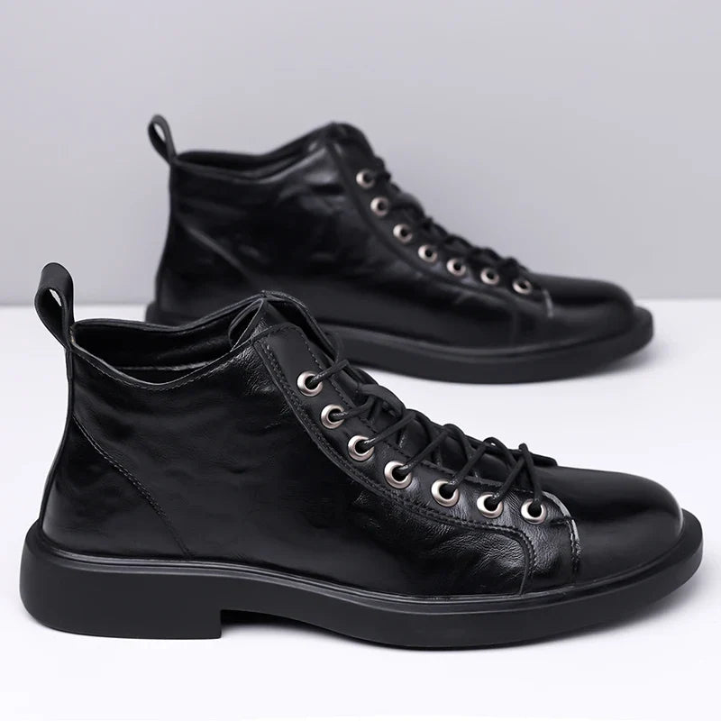 The Beckett — High-Top Lace-Up Boot in Tumbled Leather