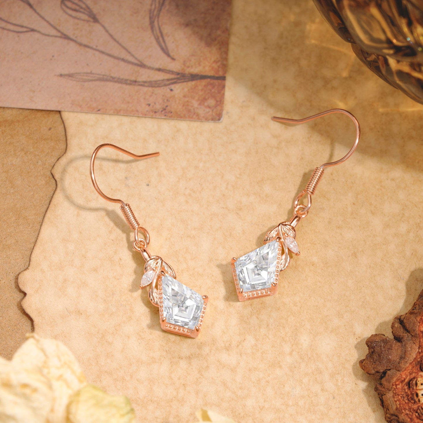 Classic Sparkling Geometric Moissanite Drop Earrings