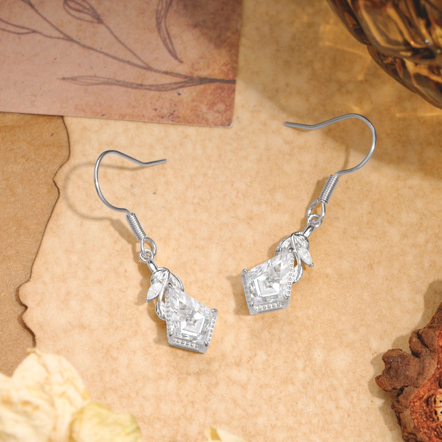 Classic Sparkling Geometric Moissanite Drop Earrings
