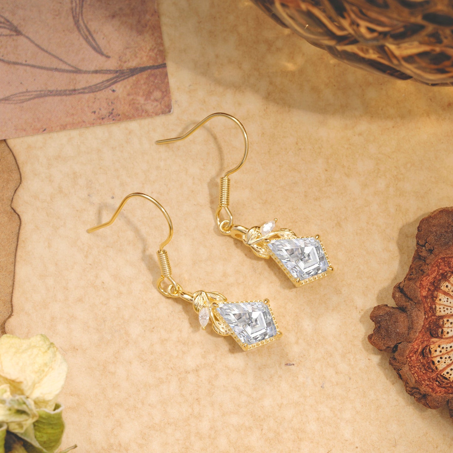 Classic Sparkling Geometric Moissanite Drop Earrings