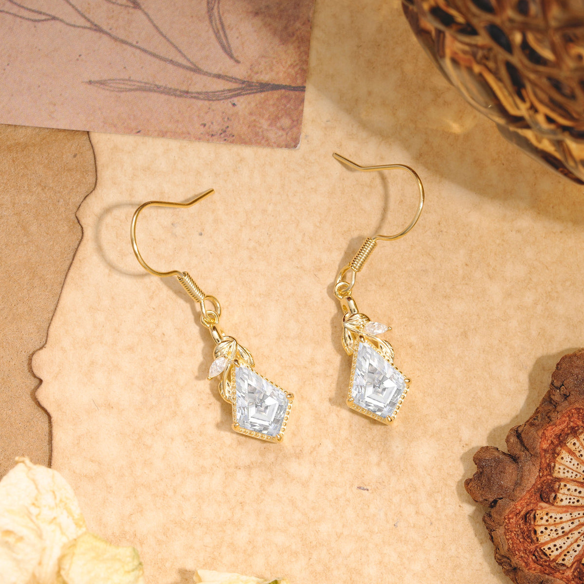 Classic Sparkling Geometric Moissanite Drop Earrings