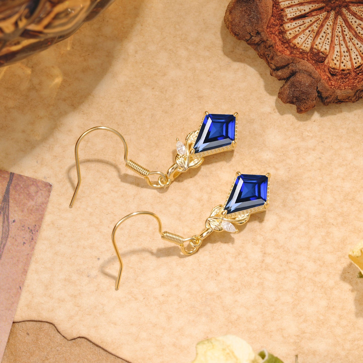 Classic Sparkling Geometric Sapphire Drop Earrings