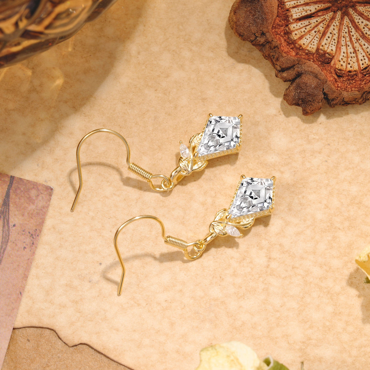 Classic Sparkling Geometric Lab Diamond Drop Earrings