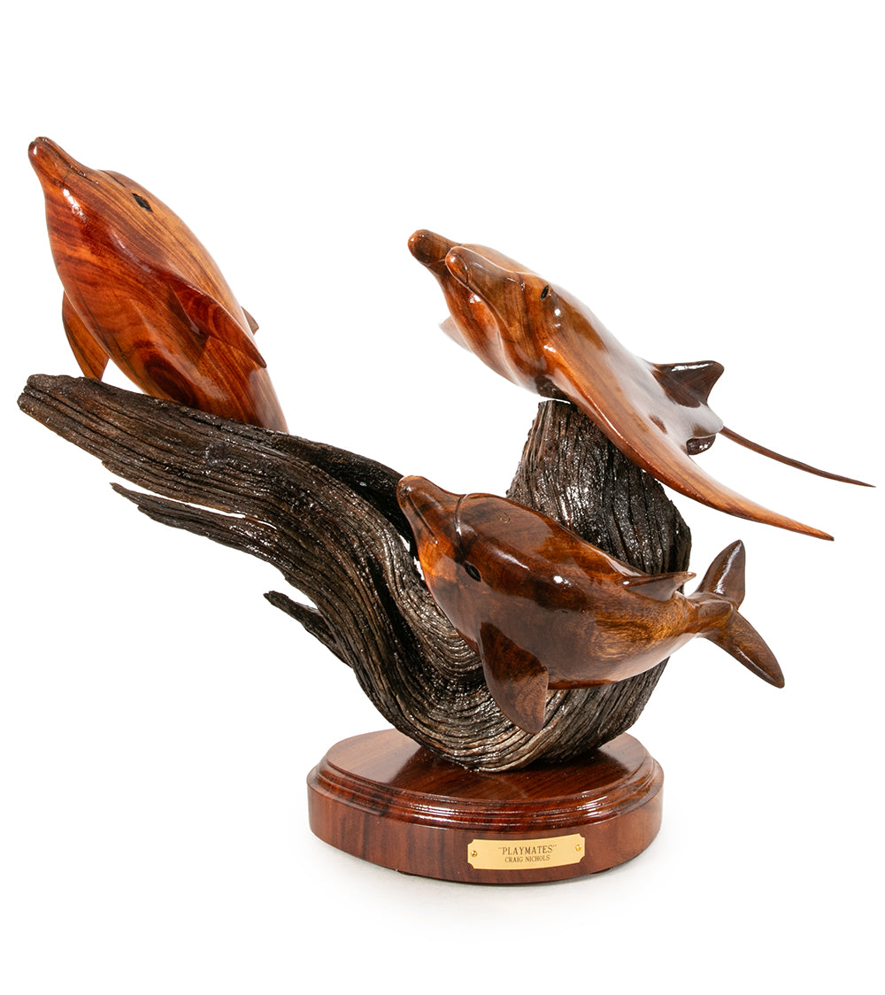 Wood Sculpture "Playmates" by Craig Nichols