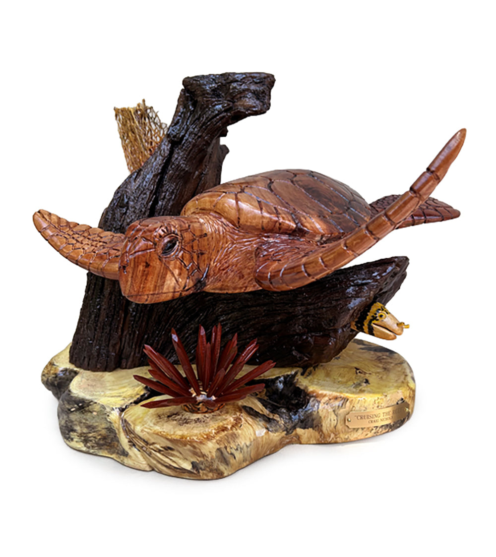 Koa Wood Sculpture "Cruising the Reef" by Craig Nichols