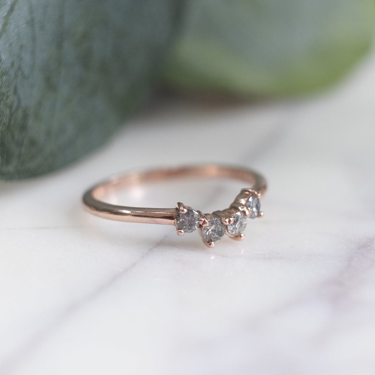 Ursa Wedding Ring, 4 Salt and Pepper Diamond, Round Band