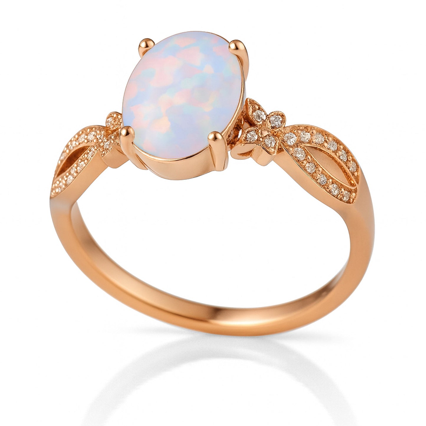Inifnity 3.5 Ct Oval Cut Lab Created Opal Milgrain Engagement Ring