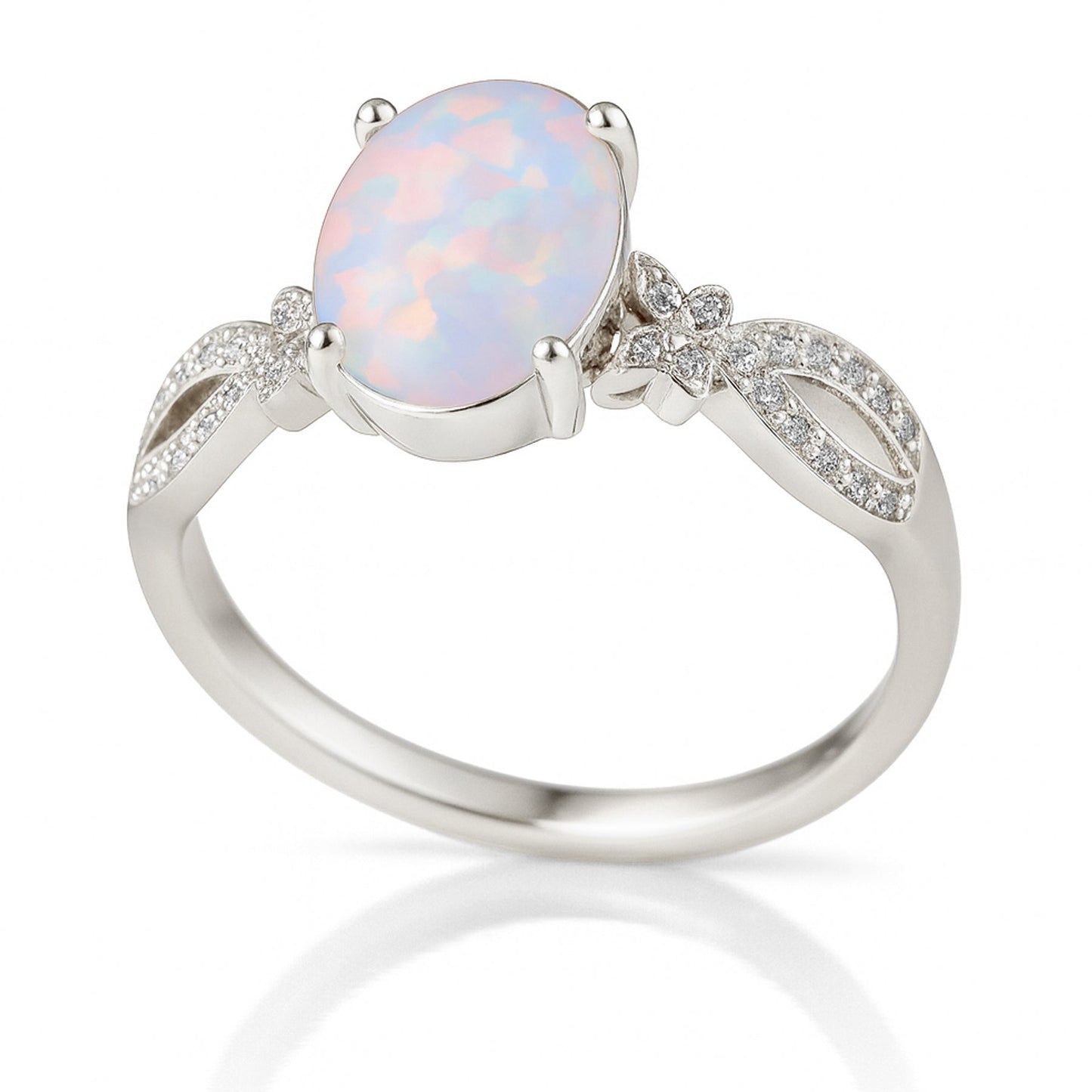 Inifnity 3.5 Ct Oval Cut Lab Created Opal Milgrain Engagement Ring