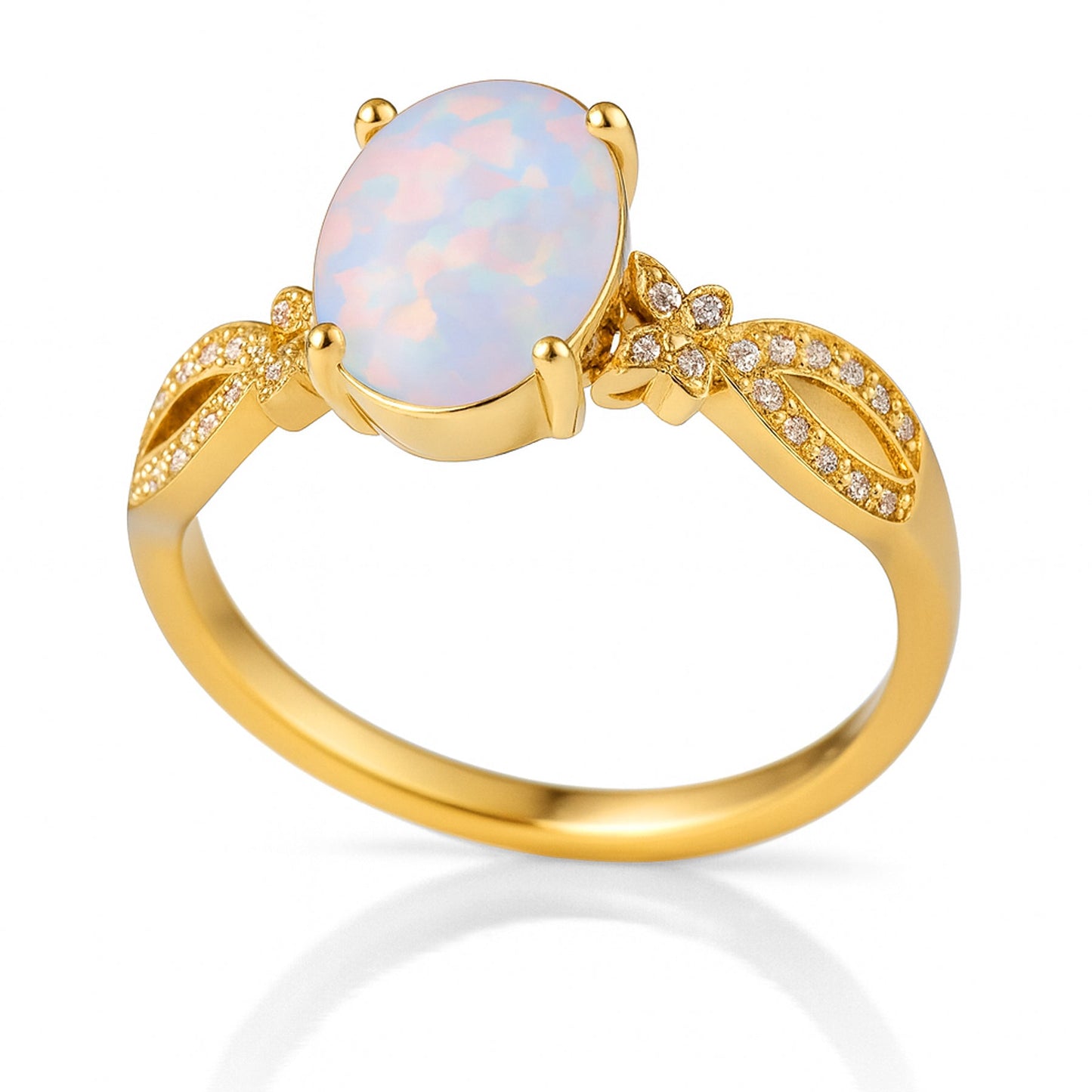 Inifnity 3.5 Ct Oval Cut Lab Created Opal Milgrain Engagement Ring
