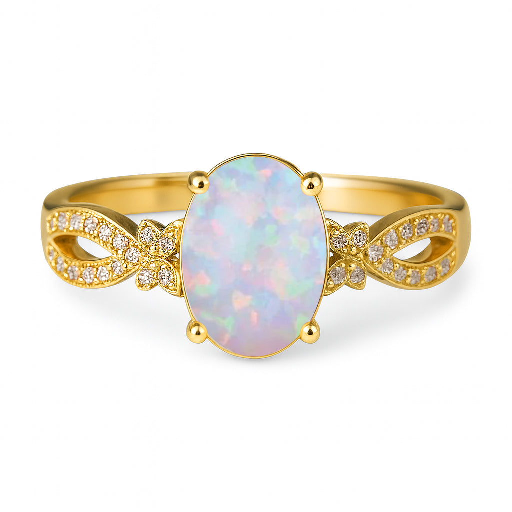 Inifnity 3.5 Ct Oval Cut Lab Created Opal Milgrain Engagement Ring