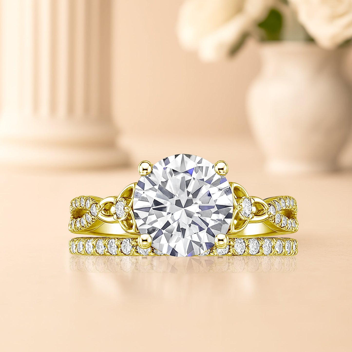 2.5 Ct  Round Lab Diamond Twist Infinity Bridal Set