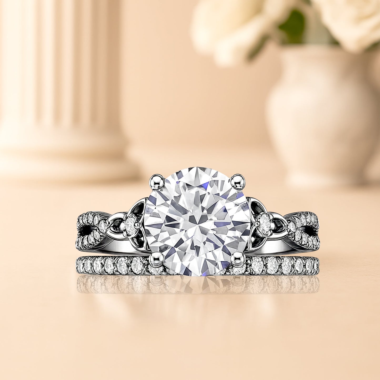 2.5 Ct  Round Lab Diamond Twist Infinity Bridal Set