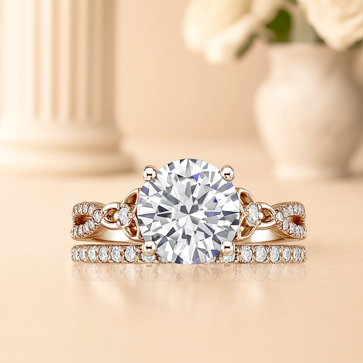 2.5 Ct  Round Lab Diamond Twist Infinity Bridal Set