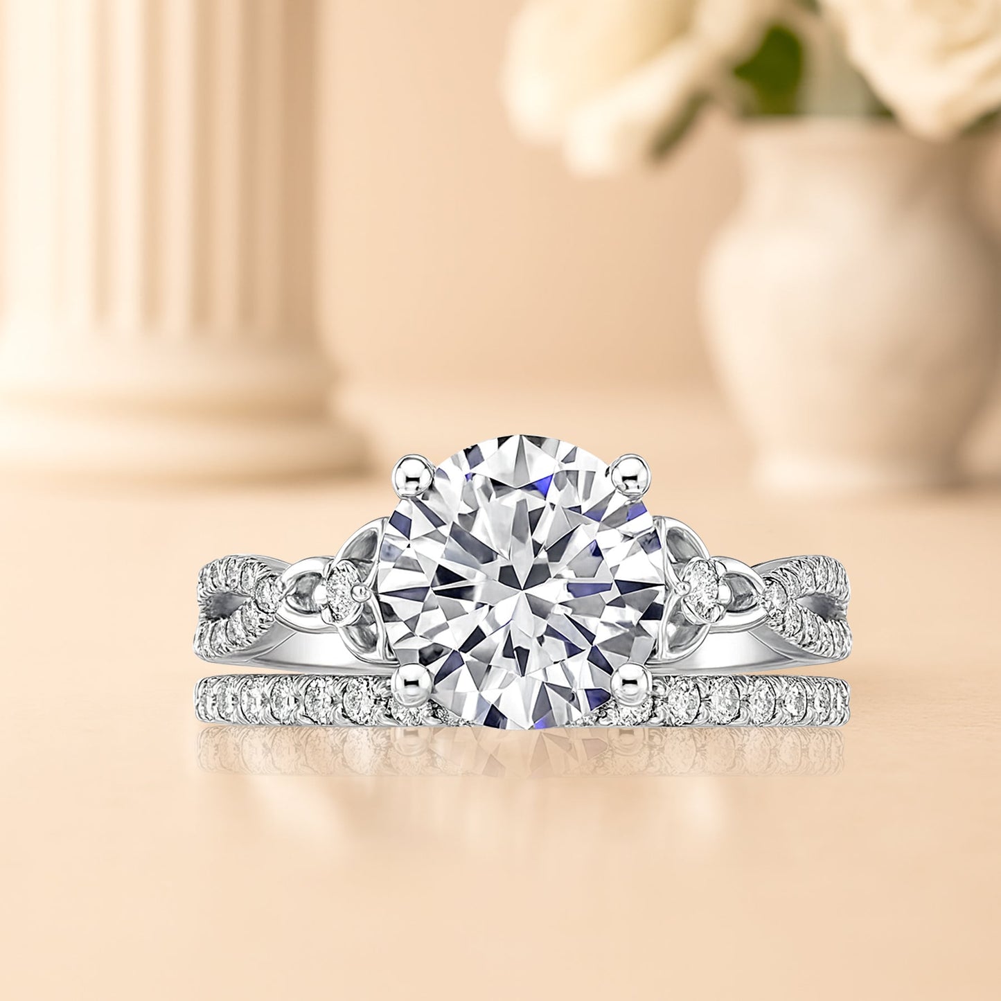2.5 Ct  Round Lab Diamond Twist Infinity Bridal Set