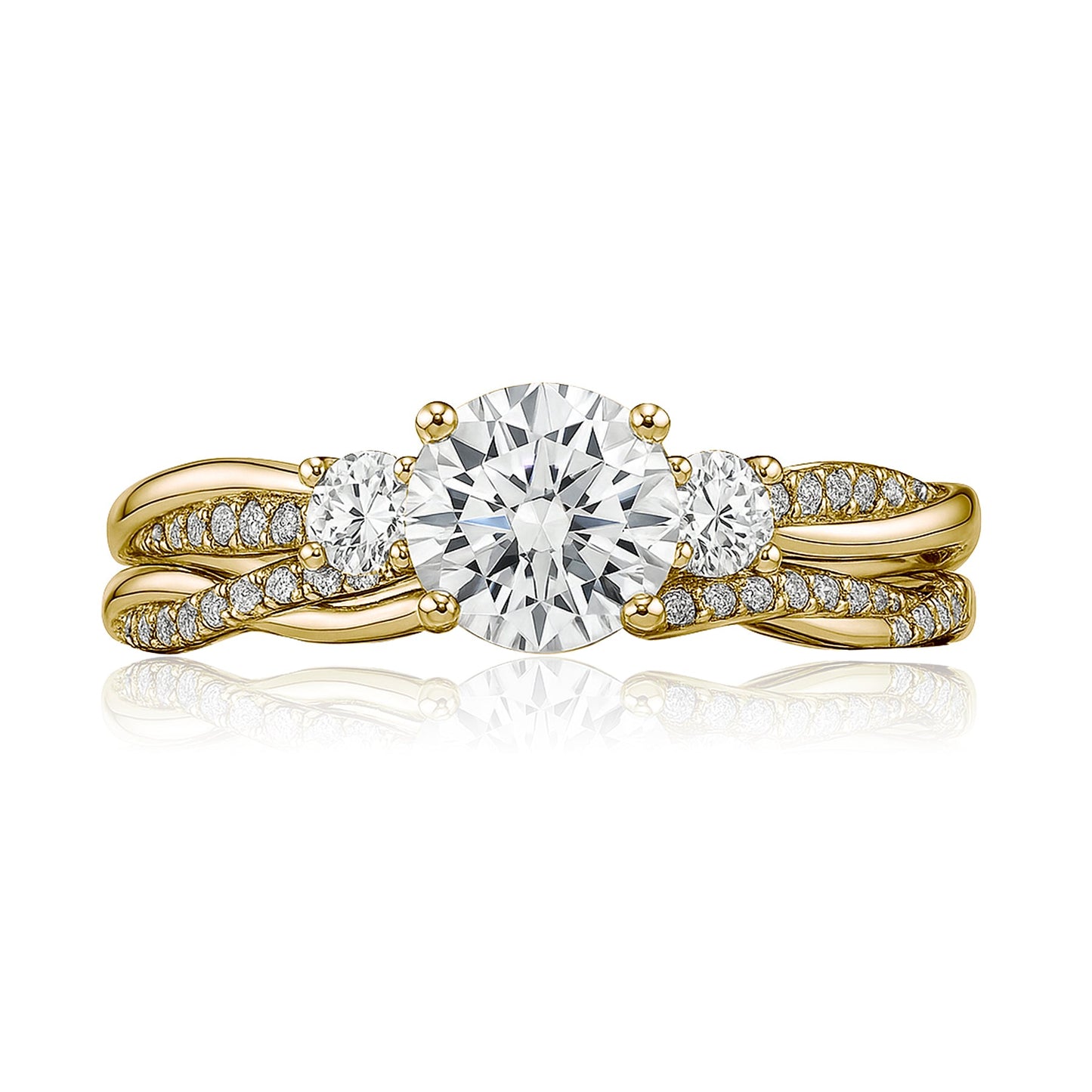 2 Ct Round Lab Diamond Twist Three Stone Bridal Set