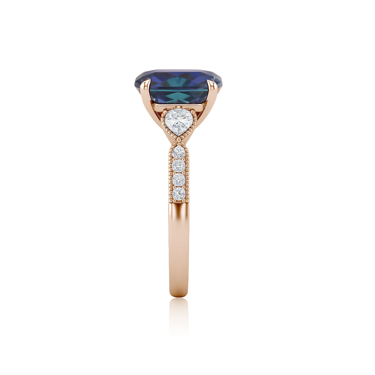 1.35 Ct Cushion Lab Alexandrite Vintage Engagement Ring