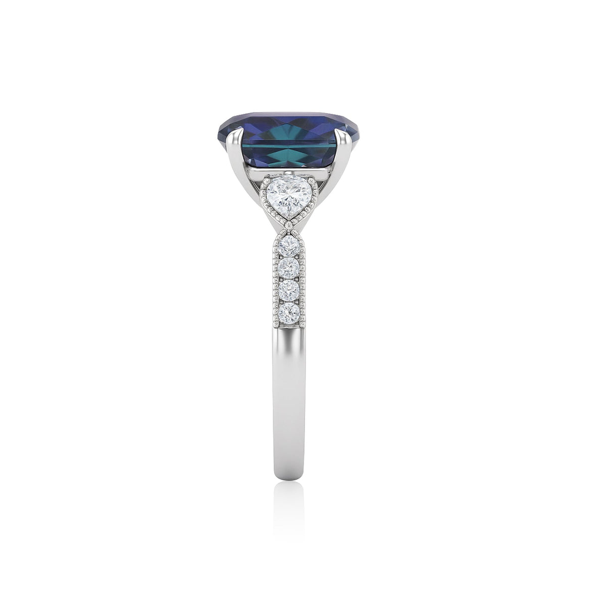 1.35 Ct Cushion Lab Alexandrite Vintage Engagement Ring
