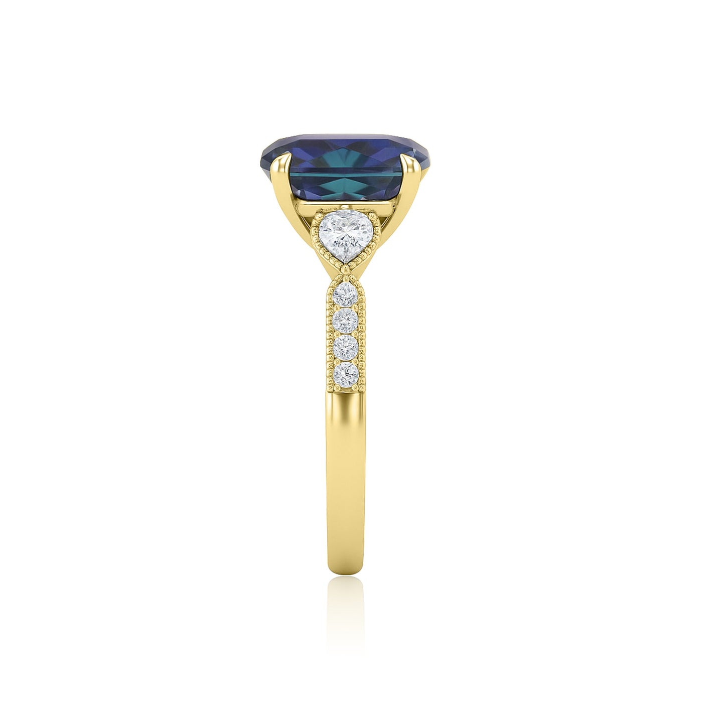 1.35 Ct Cushion Lab Alexandrite Vintage Engagement Ring