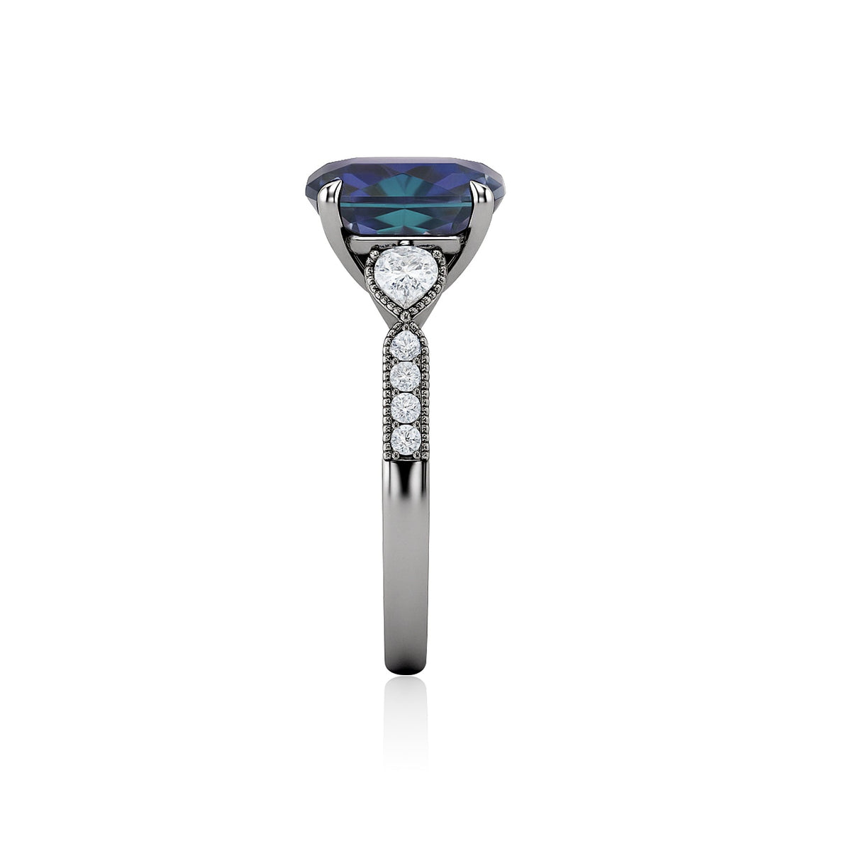 1.35 Ct Cushion Lab Alexandrite Vintage Engagement Ring