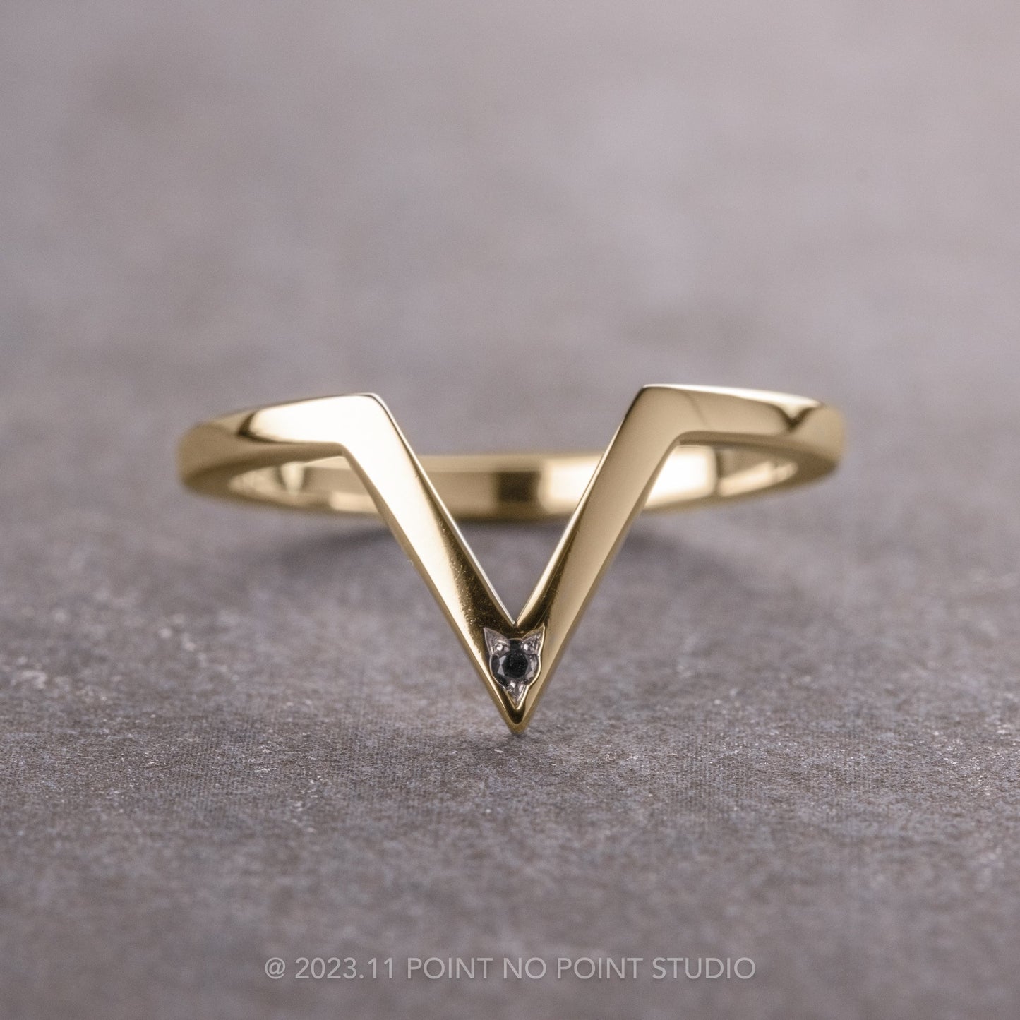 Victoria Wedding Ring, Single Black Diamond