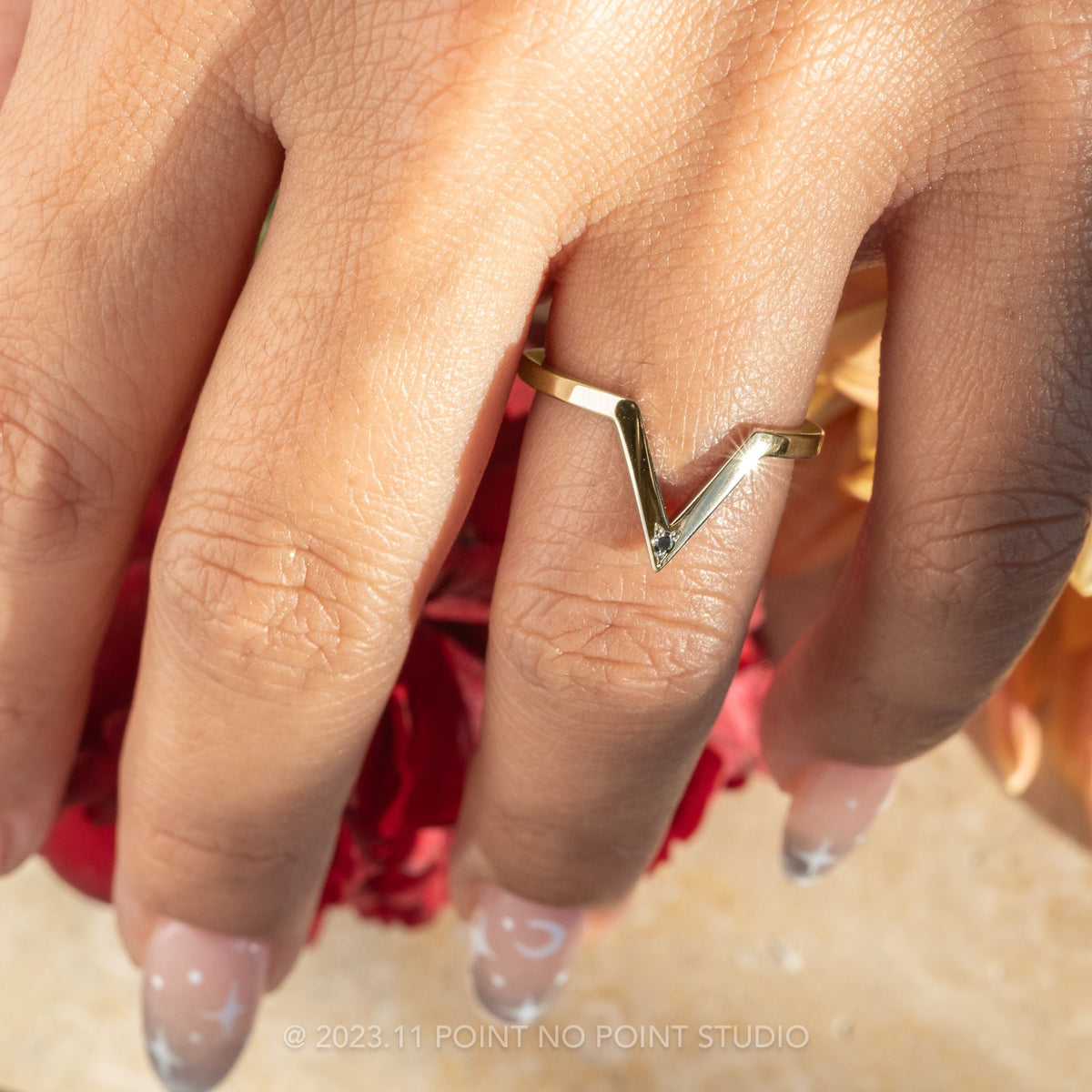 Victoria Wedding Ring, Single Black Diamond