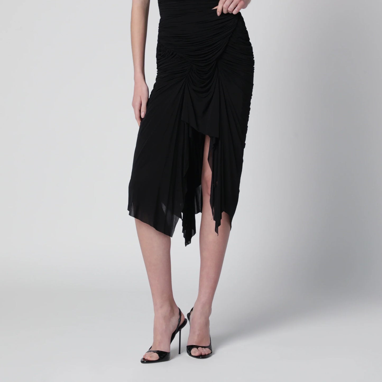 Francesco Murano - Black draped skirt with front slit