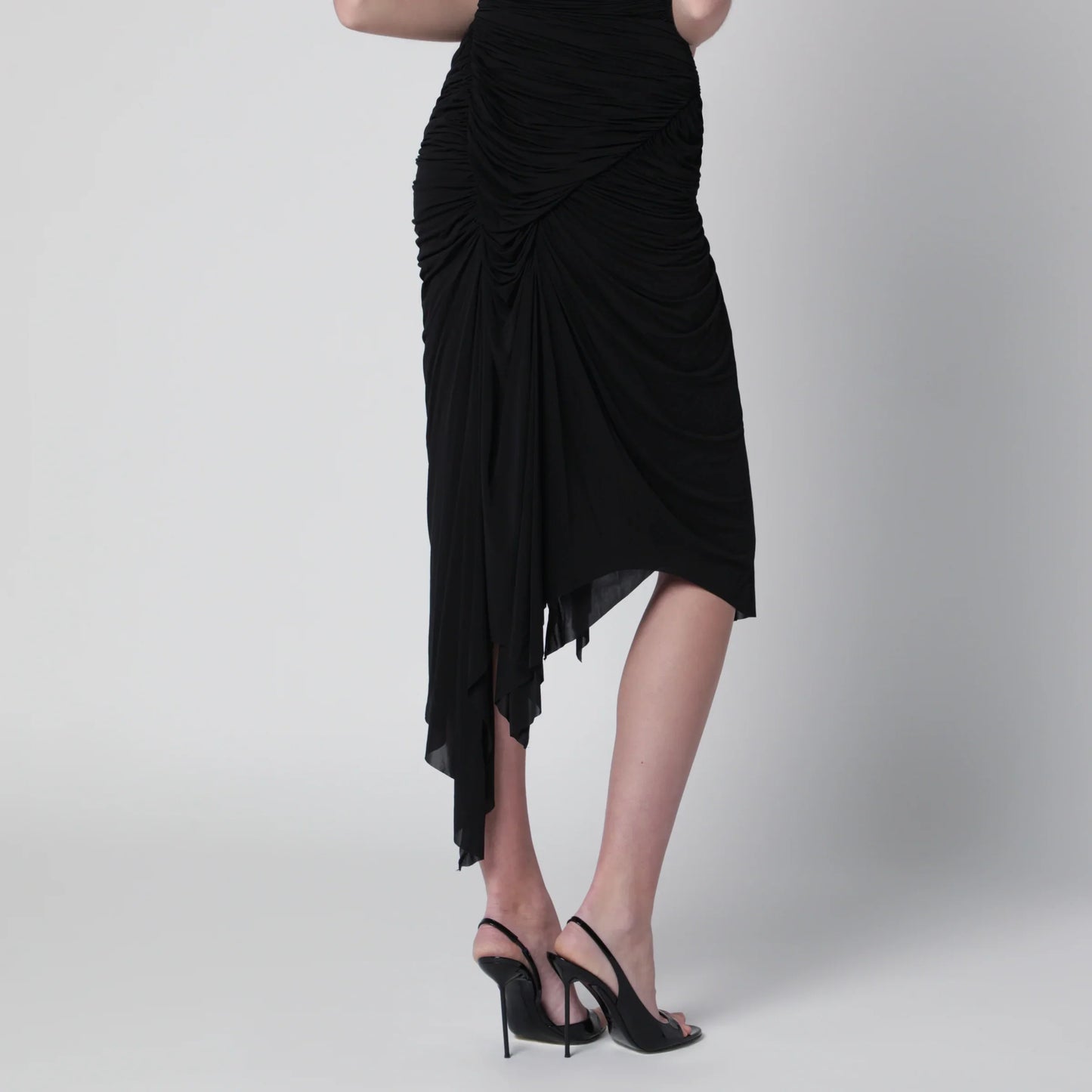Francesco Murano - Black draped skirt with front slit
