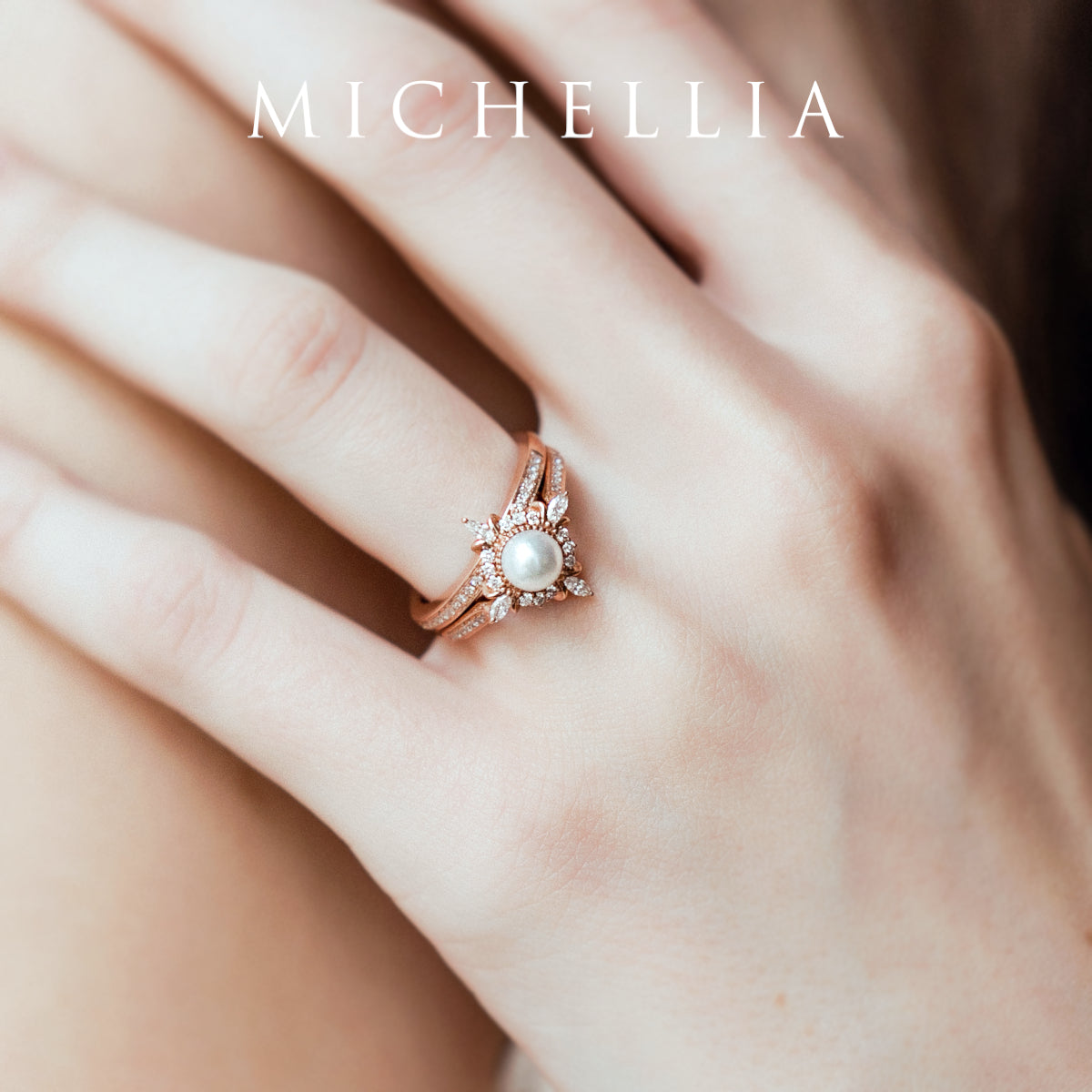 [Astrid] Art Deco Petite Pearl Engagement Ring