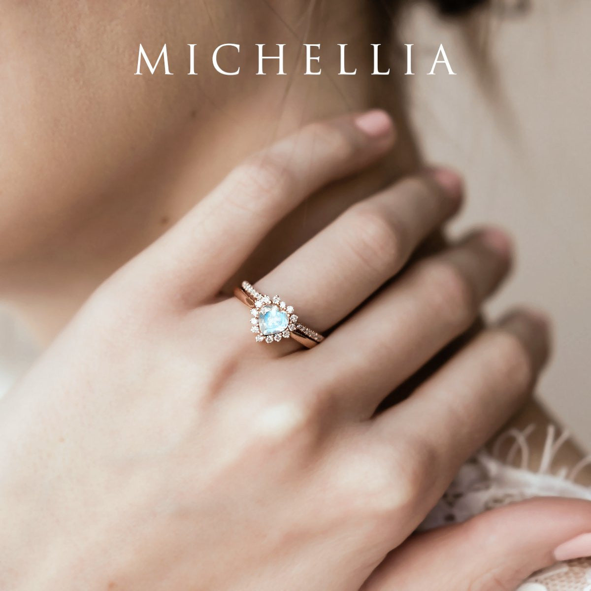[Cordelia] Heart of the Sea Ring in Moonstone