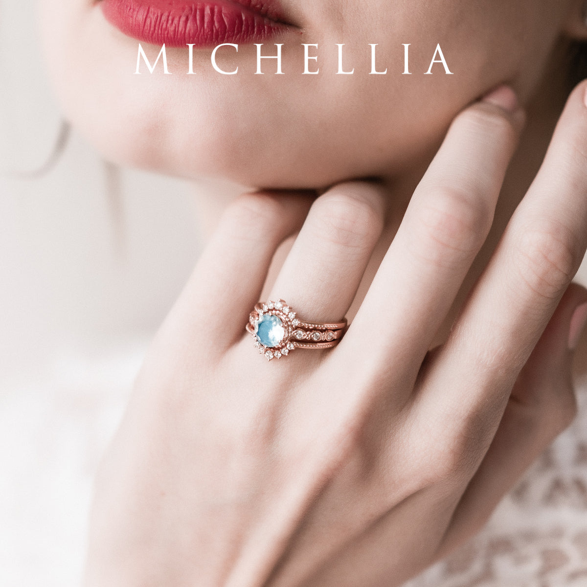 [Evelyn] Vintage Classic Crown Engagement Ring in Moonstone