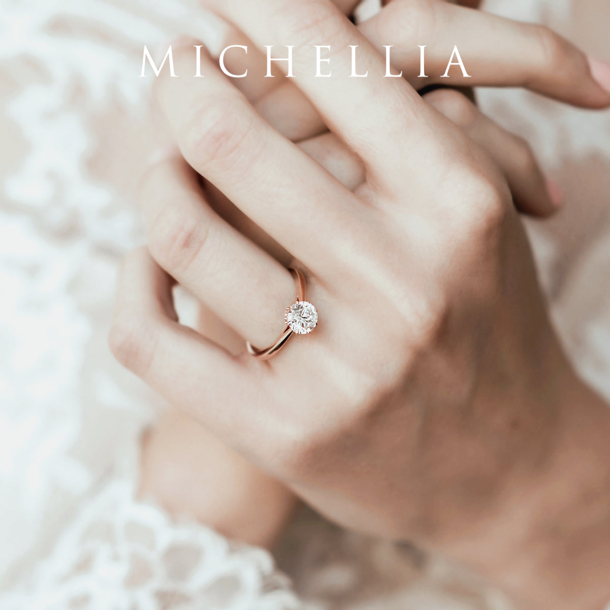 [Victoria] Classic Crown Solitaire Ring in Morganite