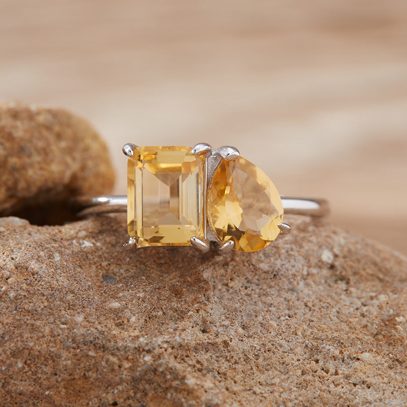 Citrine Toi et Moi Ring