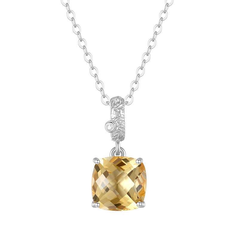 Cushion Cut Citrine Necklace