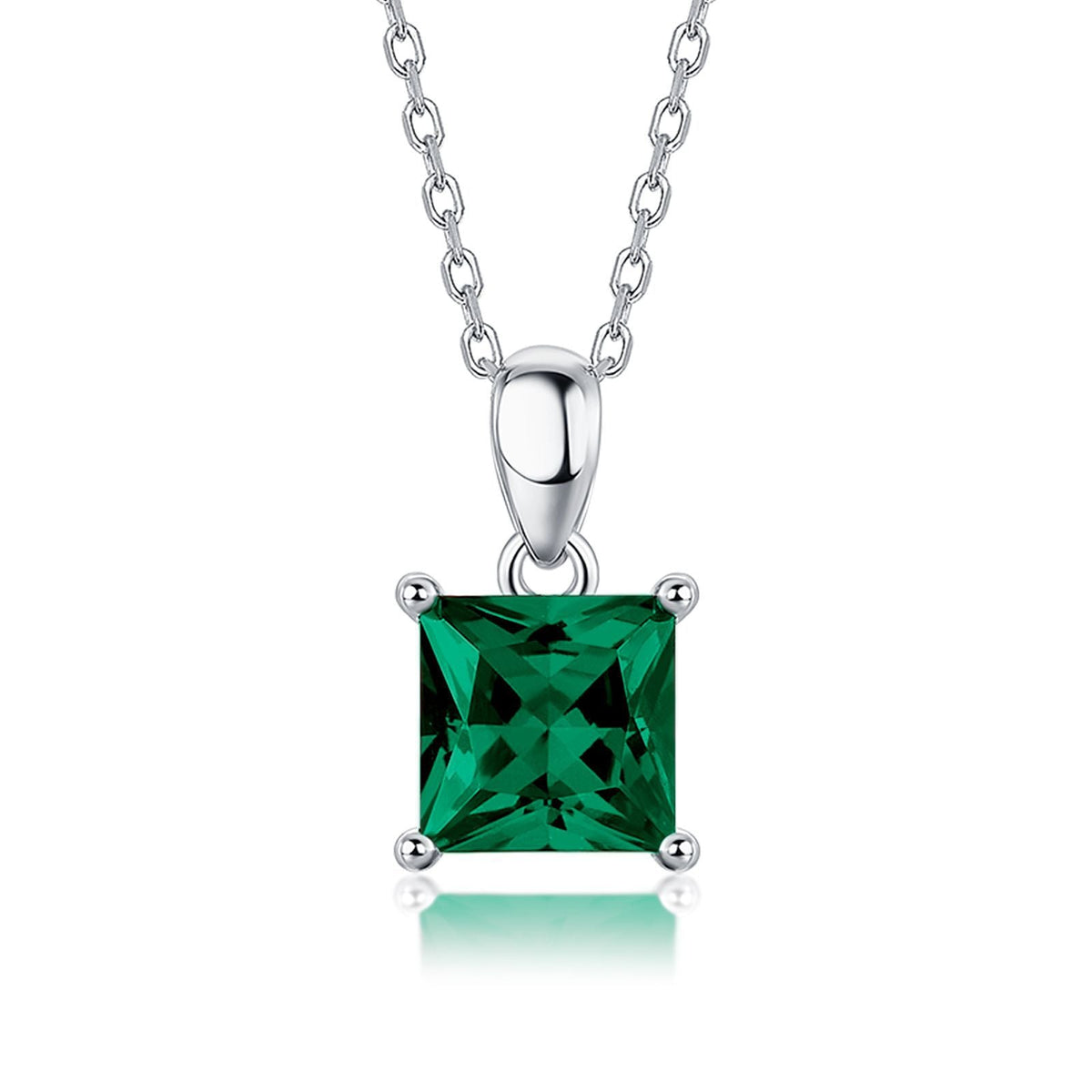 Princess Cut Emerald Necklace