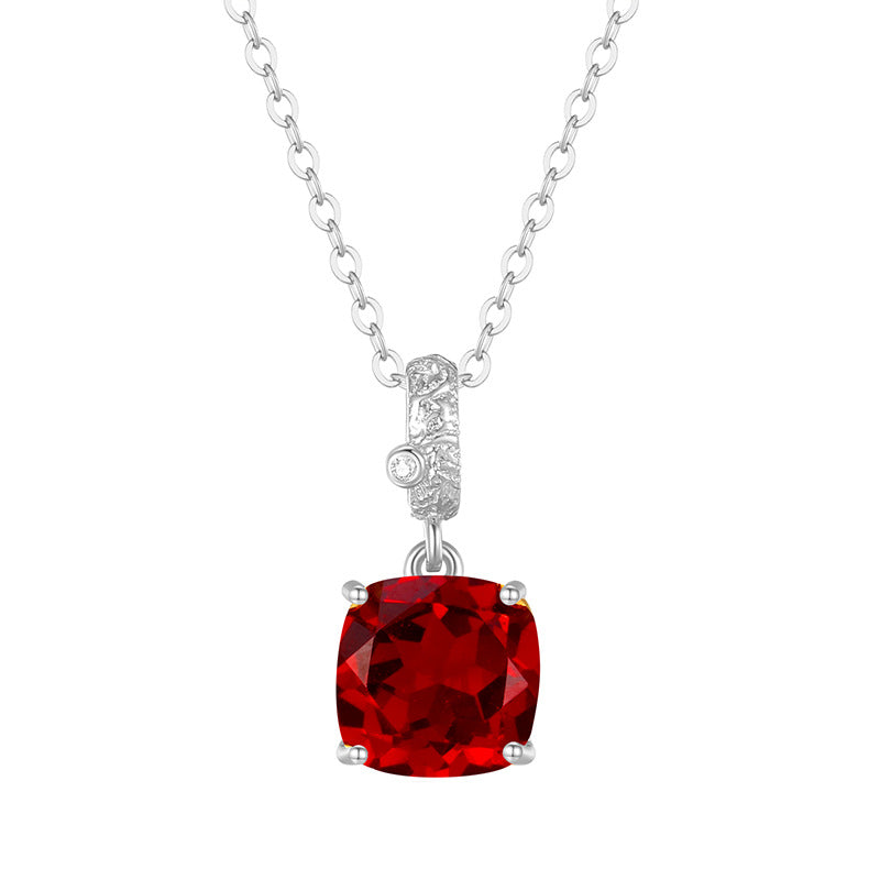 Cushion Cut Garnet Necklace