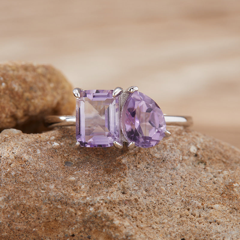 Amethyst Toi et Moi Ring