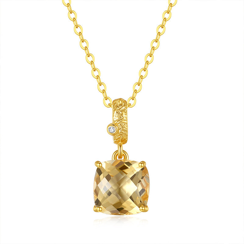 Cushion Cut Citrine Necklace