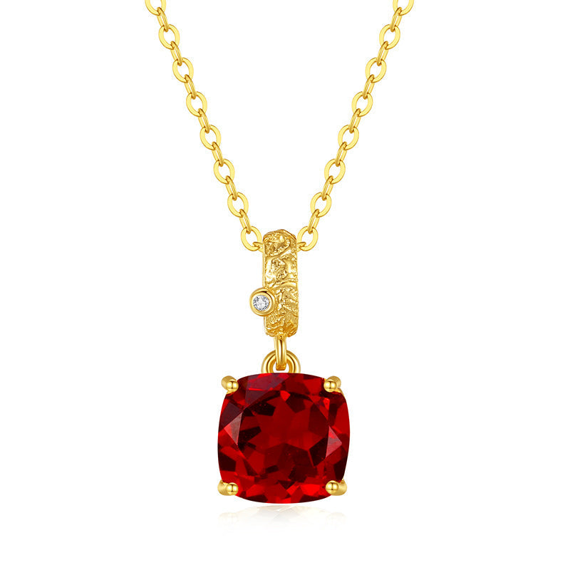 Cushion Cut Garnet Necklace