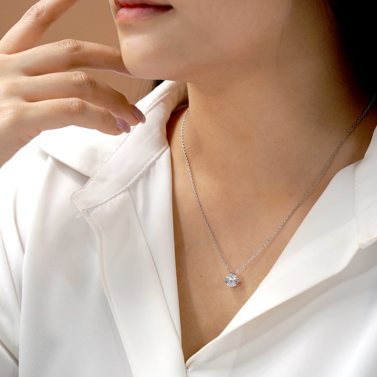 1 Carat Moissanite Prong Setting Solitaire Slide Necklace