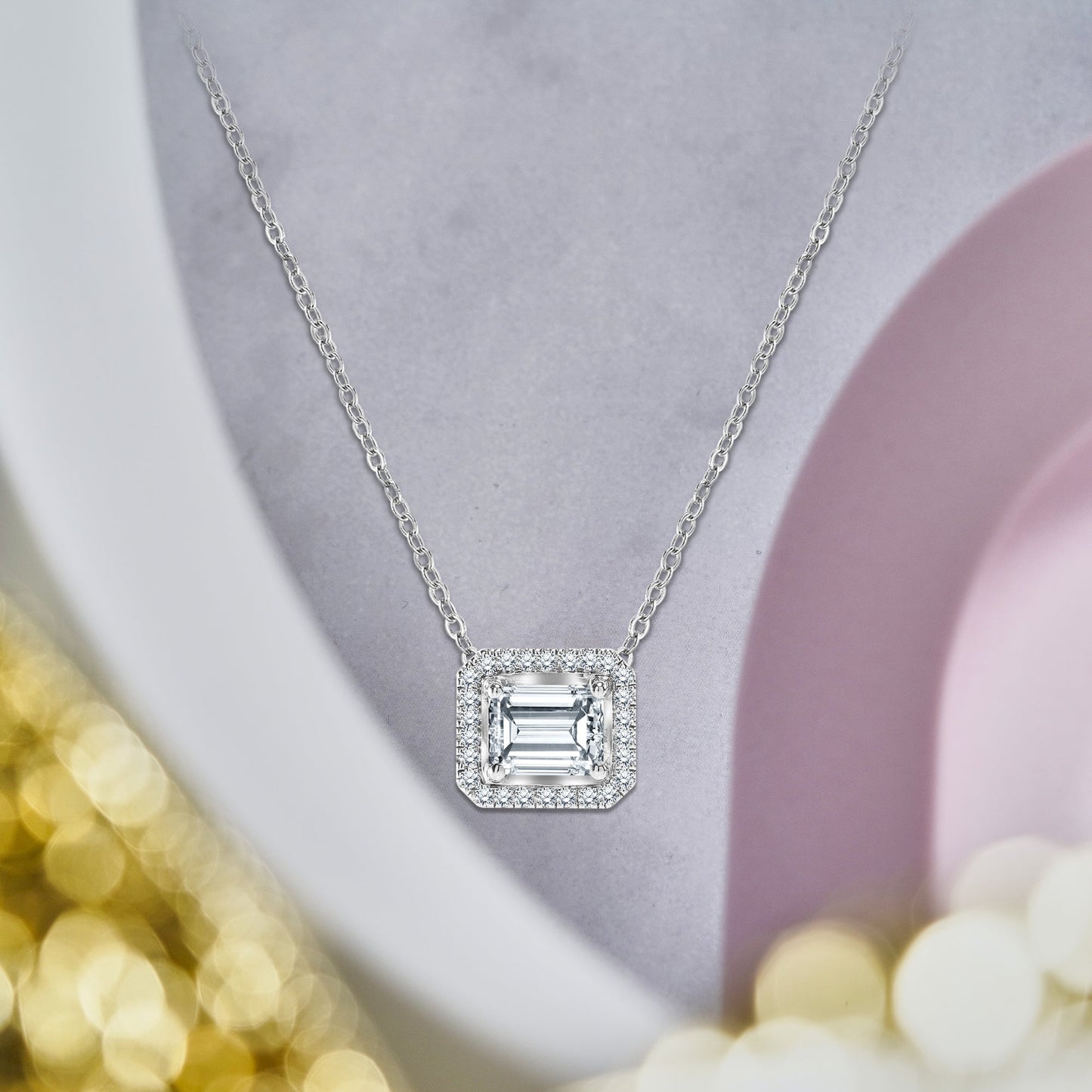 1 TCW Moissanite - Halo - Slider Necklace