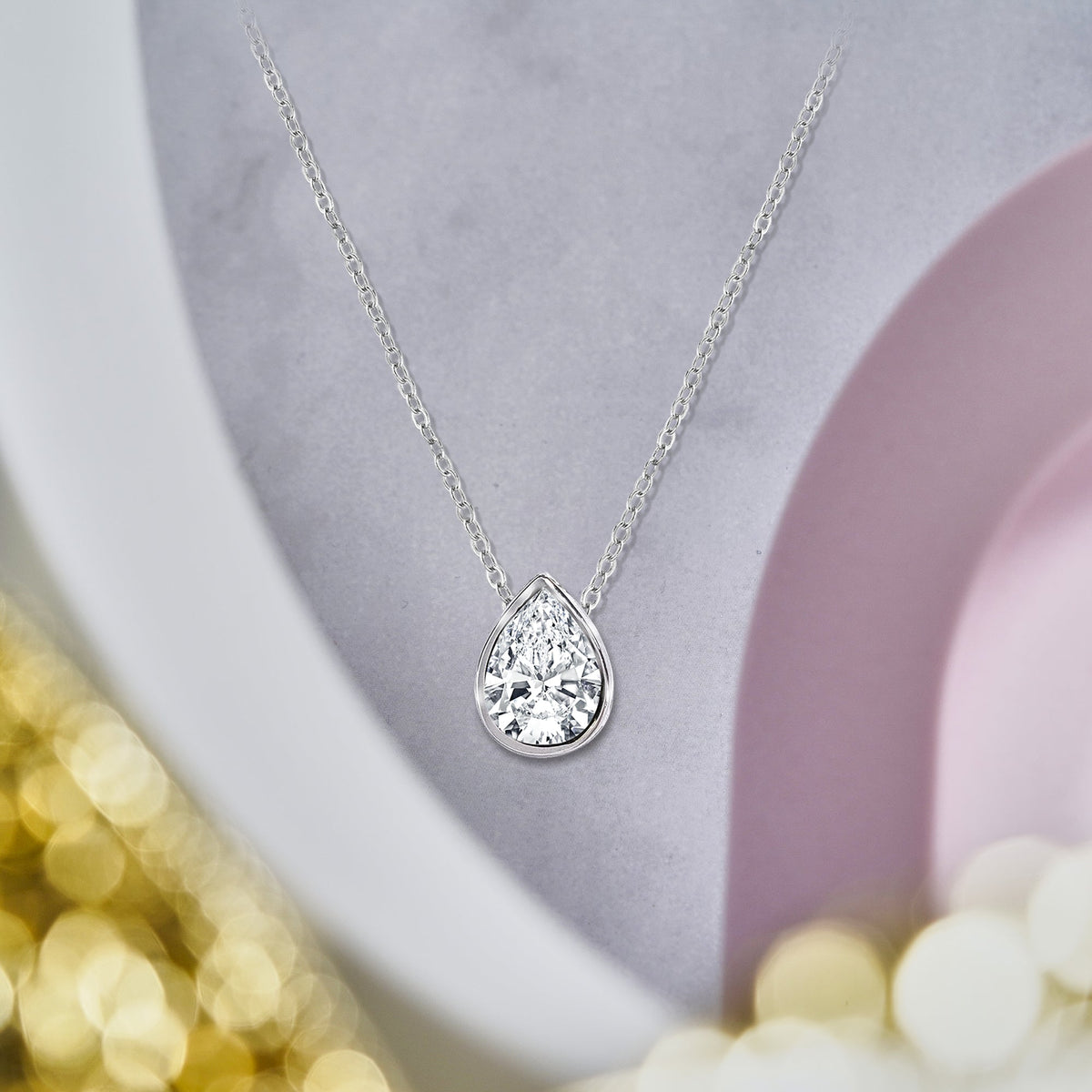 1 Carat Moissanite Bezel Set Slider Necklace