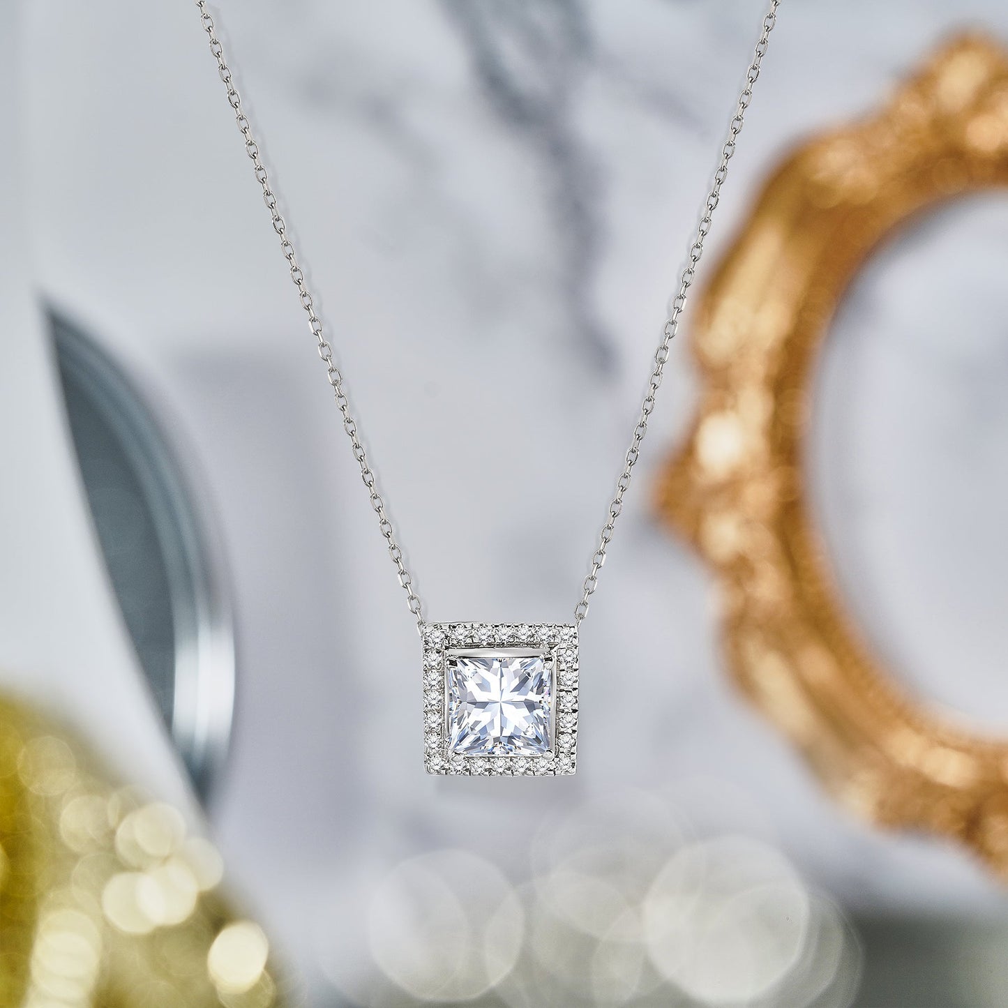 1 TCW Moissanite - Halo - Slider Necklace