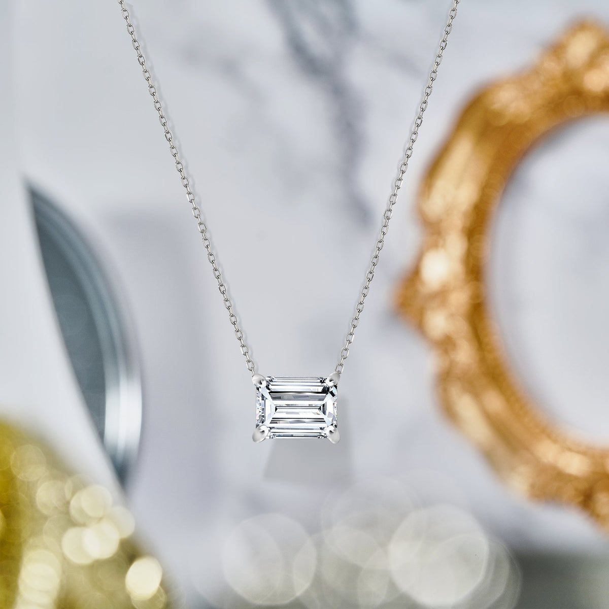 1 Carat Moissanite Prong Setting Solitaire Slide Necklace