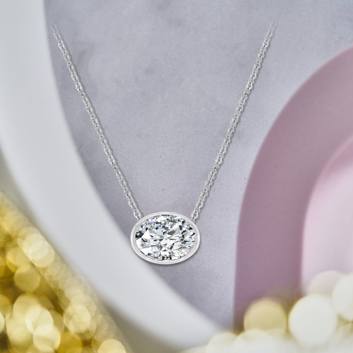 1 Carat Moissanite Bezel Set Slider Necklace